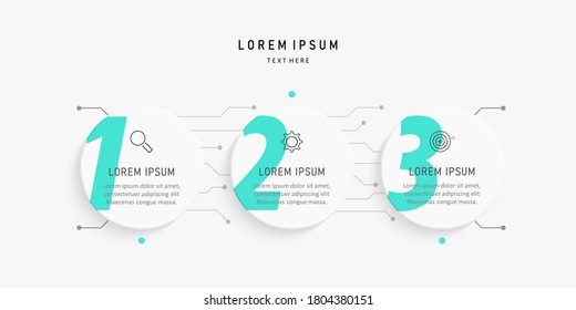 Plantilla de diseño de etiquetas de vectores Infografía con iconos y 3 opciones o pasos. Se puede utilizar para el diagrama de procesos, presentaciones, diseño de flujo de trabajo, banner, diagrama de flujo, gráfico de información.