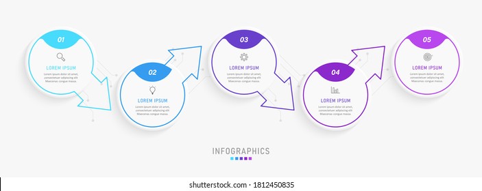 Vector Infographic label design template with icons and 5 options or steps. Can be used for process diagram, presentations, workflow layout, banner, flow chart, info graph.