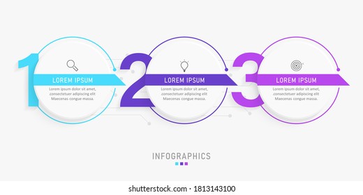 Vector Infographic label design template with icons and 3 options or steps. Can be used for process diagram, presentations, workflow layout, banner, flow chart, info graph.