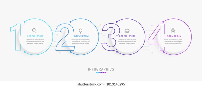 Plantilla de diseño de etiquetas de vectores Infográficos con iconos y 4 opciones o pasos. Se puede utilizar para el diagrama de procesos, presentaciones, diseño de flujo de trabajo, banner, diagrama de flujo, gráfico de información.