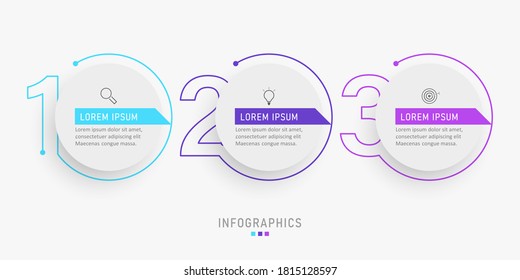 Vector Infographic label design template with icons and 3 options or steps. Can be used for process diagram, presentations, workflow layout, banner, flow chart, info graph.