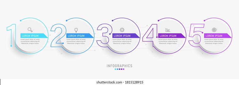 Vector Infographic label design template with icons and 5 options or steps. Can be used for process diagram, presentations, workflow layout, banner, flow chart, info graph.