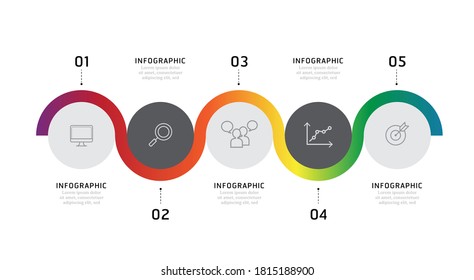 Vector Infographic label design template with icons 5 options 