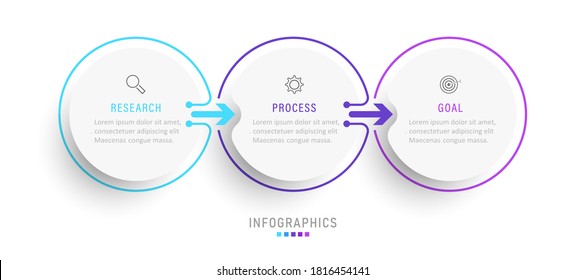 Vector Infographic label design template with icons and 3 options or steps. Can be used for process diagram, presentations, workflow layout, banner, flow chart, info graph.