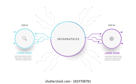Vector Infographic label design template with icons and 2 options or steps. Can be used for process diagram, presentations, workflow layout, banner, flow chart, info graph.