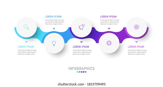 Vector Infographic label design template with icons and 5 options or steps. Can be used for process diagram, presentations, workflow layout, banner, flow chart, info graph.
