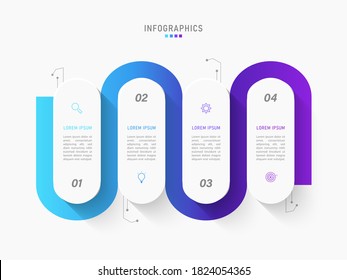 Plantilla de diseño de etiquetas de vectores Infográficos con iconos y 4 opciones o pasos. Se puede utilizar para el diagrama de procesos, presentaciones, diseño de flujo de trabajo, banner, diagrama de flujo, gráfico de información.