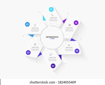 Vector Infographic label design template with icons and 6 options or steps. Can be used for process diagram, presentations, workflow layout, banner, flow chart, info graph.