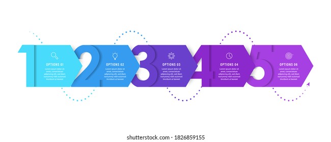 Plantilla de diseño de etiquetas de vectores Infográficos con iconos y 5 opciones o pasos. Se puede utilizar para el diagrama de procesos, presentaciones, diseño de flujo de trabajo, banner, diagrama de flujo, gráfico de información.