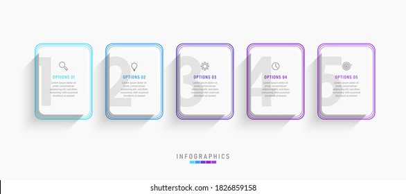 Vector Infographic label design template with icons and 5 options or steps. Can be used for process diagram, presentations, workflow layout, banner, flow chart, info graph.