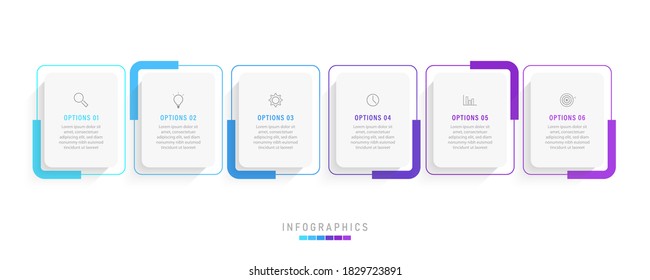 Vector Infographic label design template with icons and 6 options or steps. Can be used for process diagram, presentations, workflow layout, banner, flow chart, info graph.