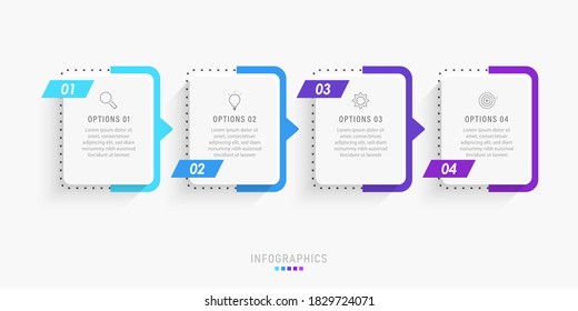 Vector Infographic label design template with icons and 4 options or steps. Can be used for process diagram, presentations, workflow layout, banner, flow chart, info graph.