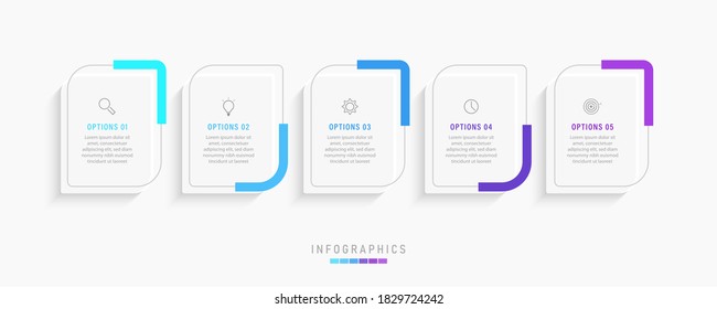 Vector Infographic label design template with icons and 5 options or steps. Can be used for process diagram, presentations, workflow layout, banner, flow chart, info graph.