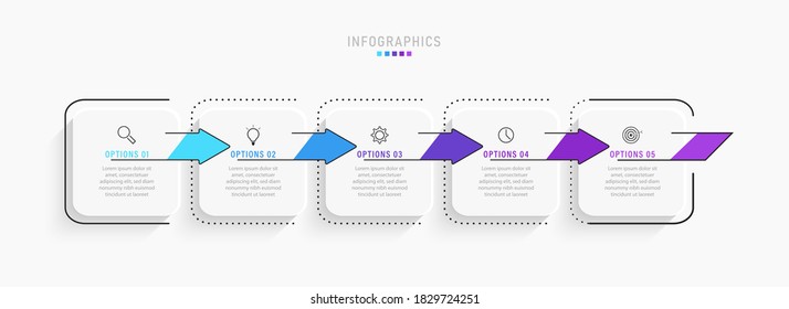 Vector Infographic label design template with icons and 5 options or steps. Can be used for process diagram, presentations, workflow layout, banner, flow chart, info graph.