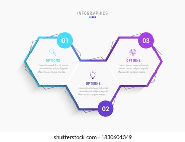 Vector Infographic label design template with icons and 3 options or steps. Can be used for process diagram, presentations, workflow layout, banner, flow chart, info graph.