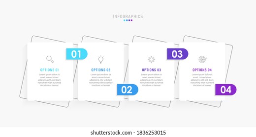 Vector Infographic label design template with icons and 4 options or steps. Can be used for process diagram, presentations, workflow layout, banner, flow chart, info graph.