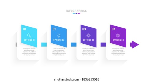 Vector Infographic label design template with icons and 4 options or steps. Can be used for process diagram, presentations, workflow layout, banner, flow chart, info graph.