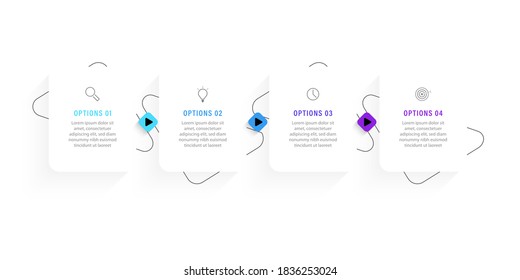 Vector Infographic label design template with icons and 4 options or steps. Can be used for process diagram, presentations, workflow layout, banner, flow chart, info graph.