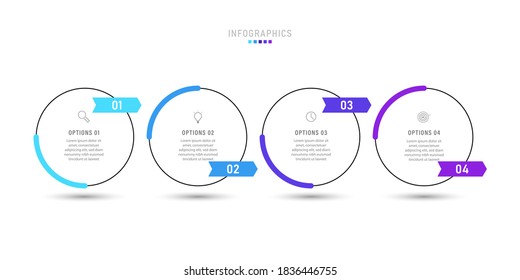 Vector Infographic label design template with icons and 4 options or steps. Can be used for process diagram, presentations, workflow layout, banner, flow chart, info graph.