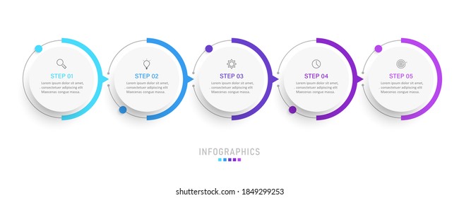 Vector Infographic label design template with icons and 5 options or steps. Can be used for process diagram, presentations, workflow layout, banner, flow chart, info graph.