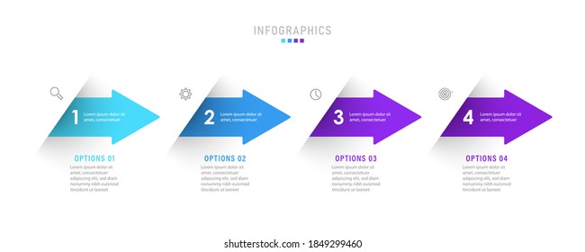 Vector Infographic label design template with icons and 4 options or steps. Can be used for process diagram, presentations, workflow layout, banner, flow chart, info graph.
