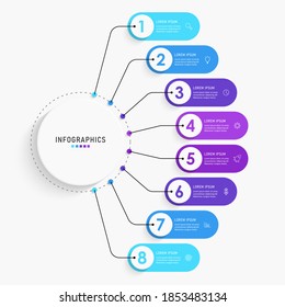 Vector Infographic label design template with icons and 8 options or steps. Can be used for process diagram, presentations, workflow layout, banner, flow chart, info graph.