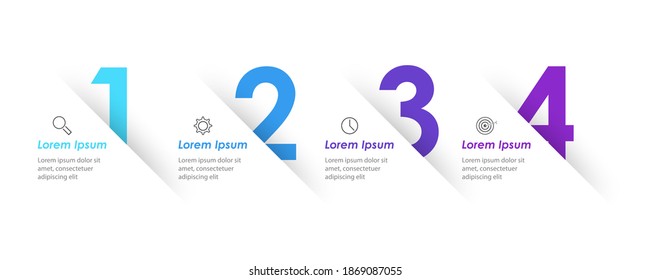 Vector Infographic label design template with icons and 4 options or steps. Can be used for process diagram, presentations, workflow layout, banner, flow chart, info graph.