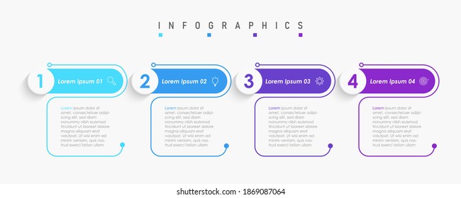 Vector Infographic label design template with icons and 4 options or steps. Can be used for process diagram, presentations, workflow layout, banner, flow chart, info graph. - Shutterstock ID 1869087064