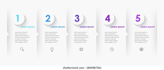 Vector Infographic label design template with icons and 5 options or steps. Can be used for process diagram, presentations, workflow layout, banner, flow chart, info graph.