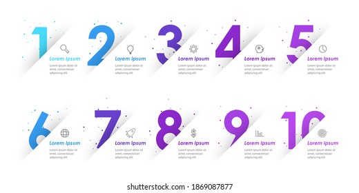 Vector Infographic label design template with icons and 10 options or steps. Can be used for process diagram, presentations, workflow layout, banner, flow chart, info graph.