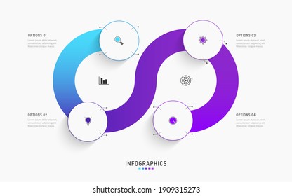 Vector Infographic label design template with icons and 4 options or steps.