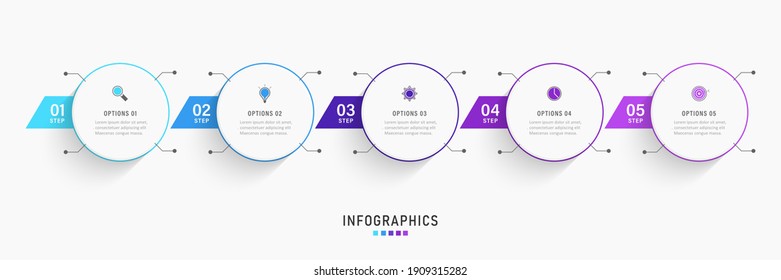 Vector Infographic label design template with icons and 5 options or steps.