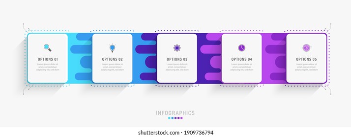 Vector Infographic label design template with icons and 5 options or steps. Can be used for process diagram, presentations, workflow layout, banner, flow chart, info graph.