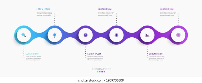 Vector Infographic label design template with icons and 6 options or steps. Can be used for process diagram, presentations, workflow layout, banner, flow chart, info graph.