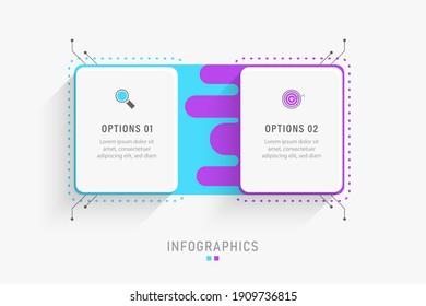 Vector Infographic label design template with icons and 2 options or steps. Can be used for process diagram, presentations, workflow layout, banner, flow chart, info graph.