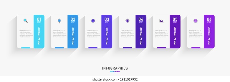 Vector Infographic label design template with icons and 6 options or steps. Can be used for process diagram, presentations, workflow layout, banner, flow chart, info graph.