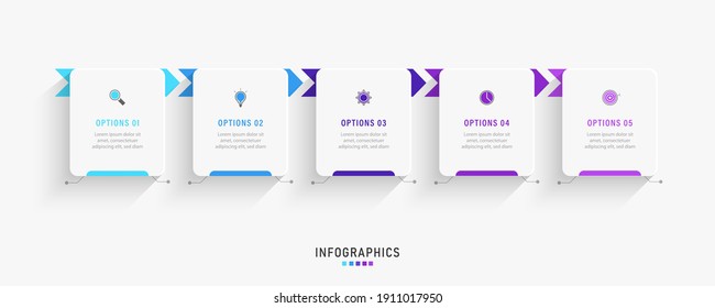 Vector Infographic label design template with icons and 5 options or steps. Can be used for process diagram, presentations, workflow layout, banner, flow chart, info graph.