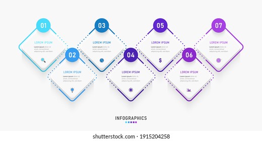 Vector Infographic label design template with icons and 7 options or steps. Can be used for process diagram, presentations, workflow layout, banner, flow chart, info graph.