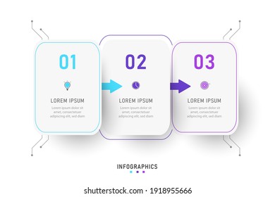 Plantilla de diseño de etiquetas de vectores Infografía con iconos y 3 opciones o pasos. Se puede utilizar para el diagrama de procesos, presentaciones, diseño de flujo de trabajo, banner, diagrama de flujo, gráfico de información.