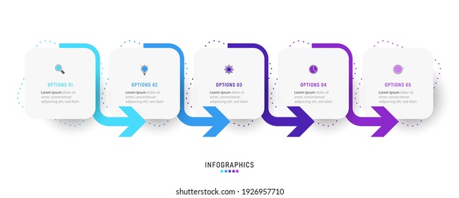 Vector Infographic label design template with icons and 5 options or steps. Can be used for process diagram, presentations, workflow layout, banner, flow chart, info graph.