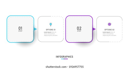 Vector Infographic label design template with icons and 2 options or steps. Can be used for process diagram, presentations, workflow layout, banner, flow chart, info graph.