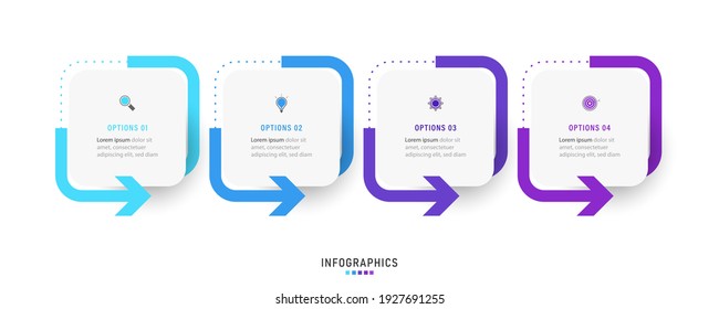 Vector Infographic label design template with icons and 4 options or steps. Can be used for process diagram, presentations, workflow layout, banner, flow chart, info graph.