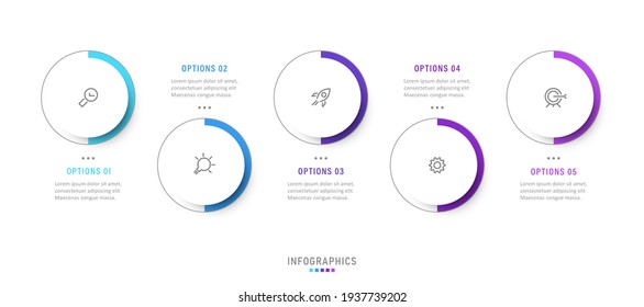 Vector Infographic label design template with icons and 5 options or steps. Can be used for process diagram, presentations, workflow layout, banner, flow chart, info graph.