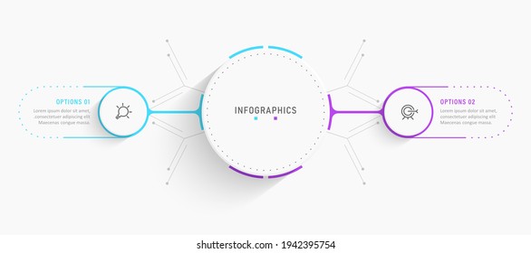 Vector Infographic label design template with icons and 2 options or steps. Can be used for process diagram, presentations, workflow layout, banner, flow chart, info graph.