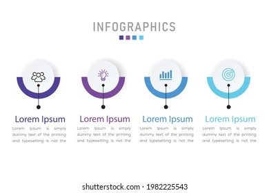 Vector Infographic label design template with icons and 4 options or steps.