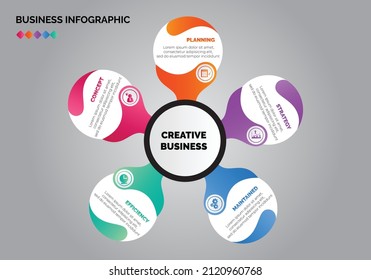Vector Infographic label design template with icons and 5 options or steps.