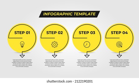 Vector Infographic label design template with icons and 4 options or steps. Can be used for process diagram, presentations, workflow layout, banner, flow chart, info graph.