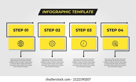 Vector Infographic label design template with icons and 4 options or steps. Can be used for process diagram, presentations, workflow layout, banner, flow chart, info graph.