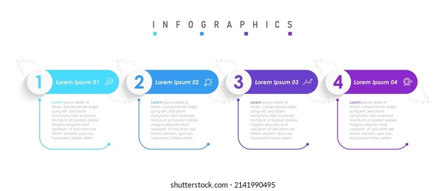 Vector Infographic label design template with icons and 4 options or steps. Can be used for process diagram, presentations, workflow layout, banner, flow chart, info graph.