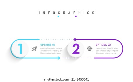 Vector Infographic label design template with icons and 2 options or steps. Can be used for process diagram, presentations, workflow layout, banner, flow chart, info graph.